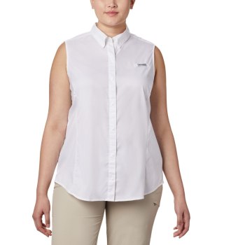 Columbia Overhemd Dames, PFG Tamiami Sleeveless Plus Size Wit, 80MUVWRTY